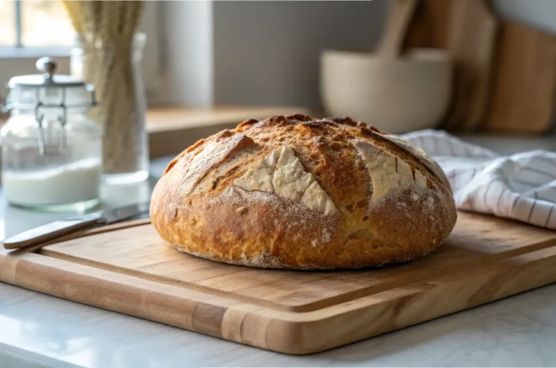 Crusty No-Knead Bread: 4 Ingredients, No Fuss.
