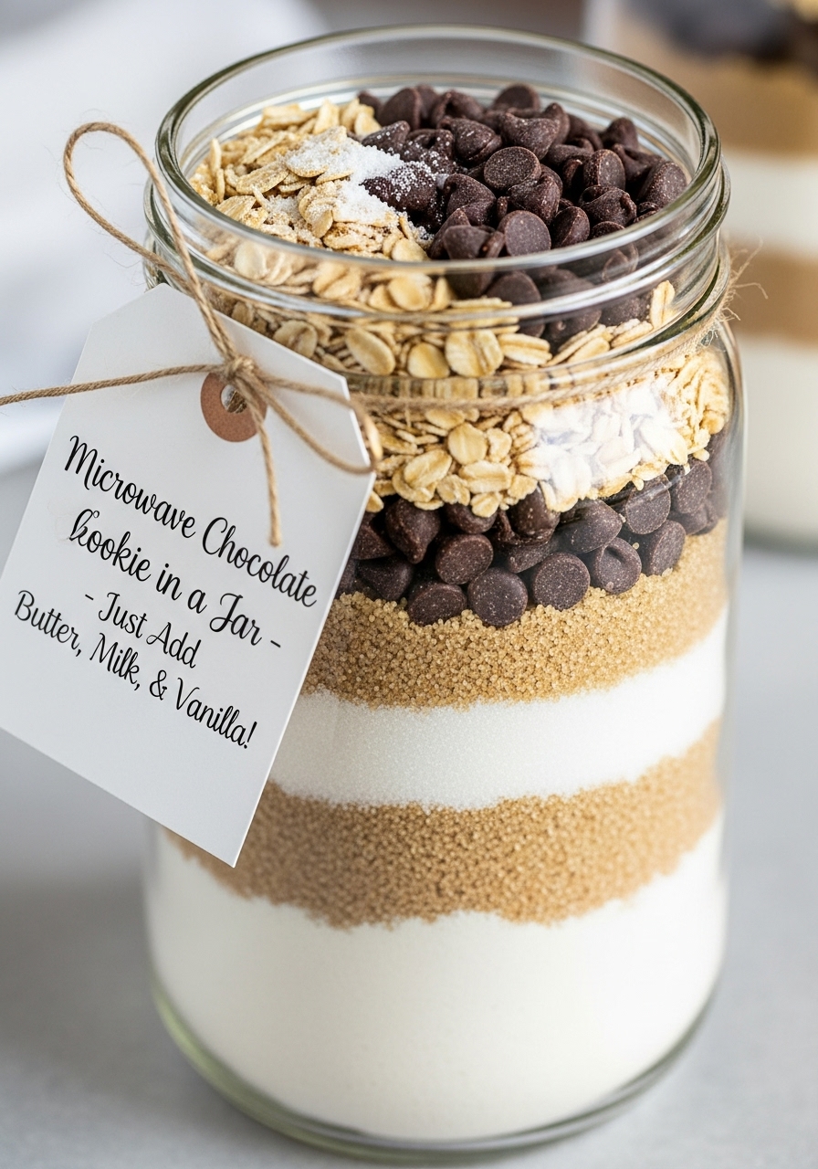 Microwave Chocolate Chip Cookie in a Jar (Mixes for Gifting/Easy Prep)